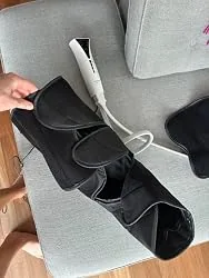 Uploaded close-up photo of leg compression wrap fabric and components